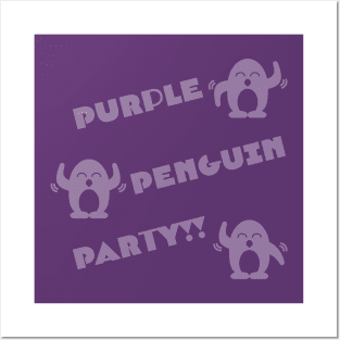 Purple Penguin Party Posters and Art